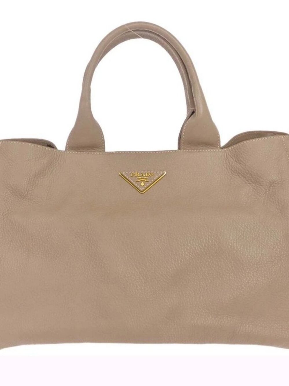 Prada Beige Calfskin Canapa Tote Handbag